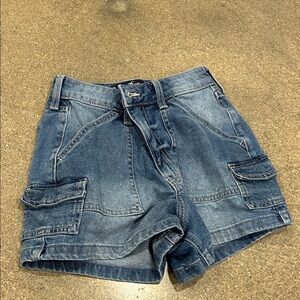 Hollister Denim Cargo Shorts in Faded Blue